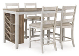 Skempton White and Light Brown Counter Height Dining Table with 4 Barstools - Side Angle