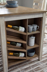 Dining Table Side Shelf and 8-Bottle Wine Rack Storage Detail