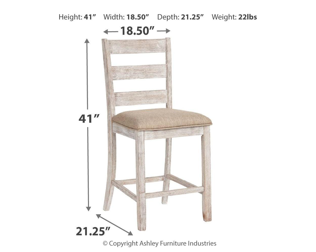 Counter Height Table Two-Tone Finish Showing Light Brown Top and White Base