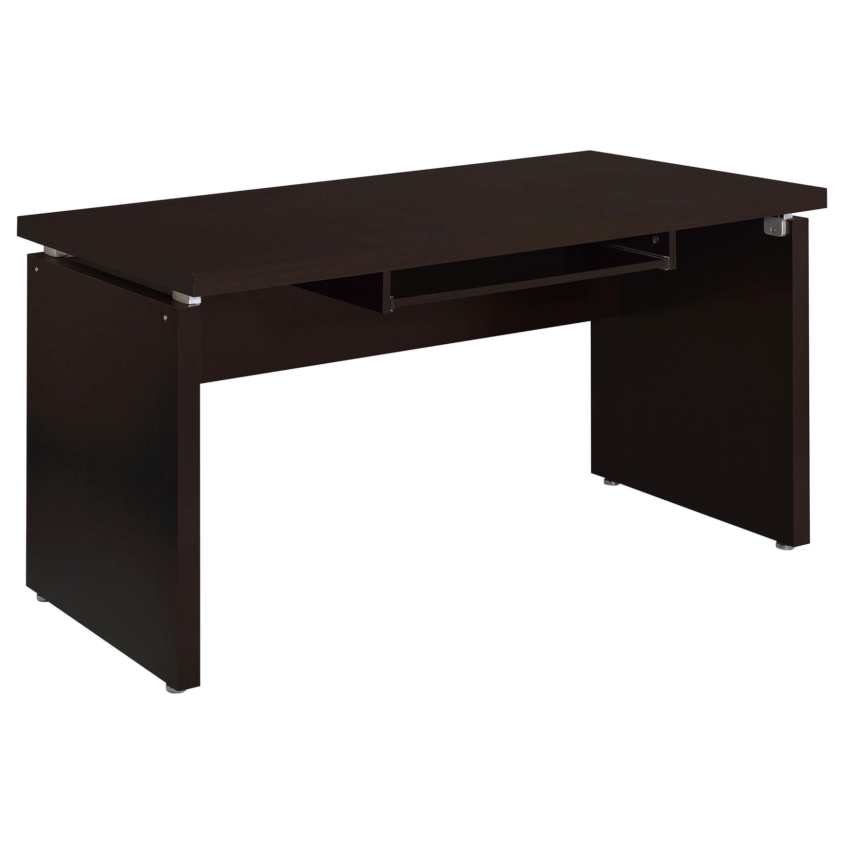 Mobile file cabinet with casters beside L-shaped desk