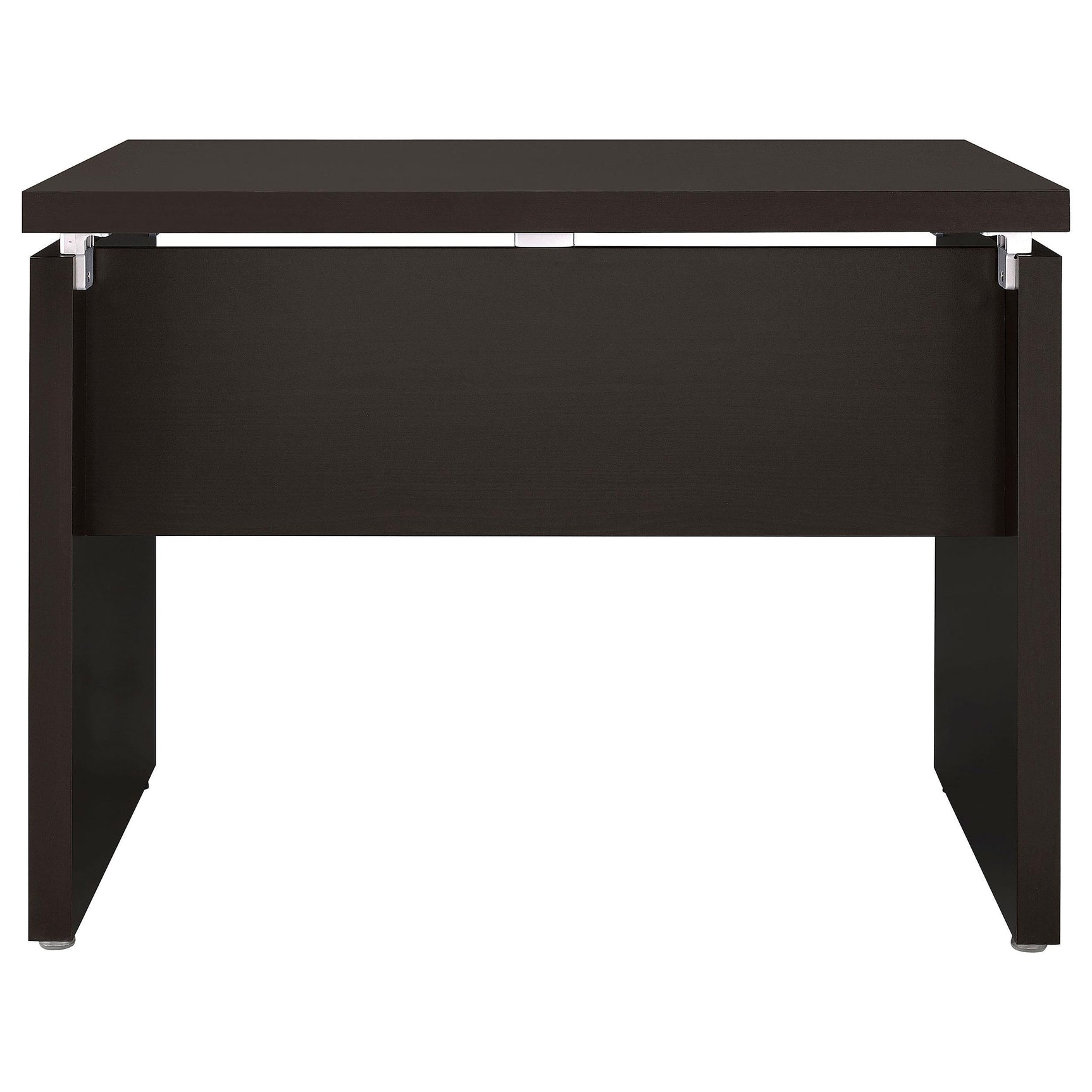 Top view of spacious L-shaped desktop