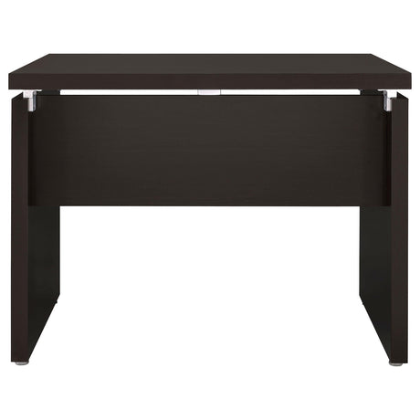 Top view of spacious L-shaped desktop
