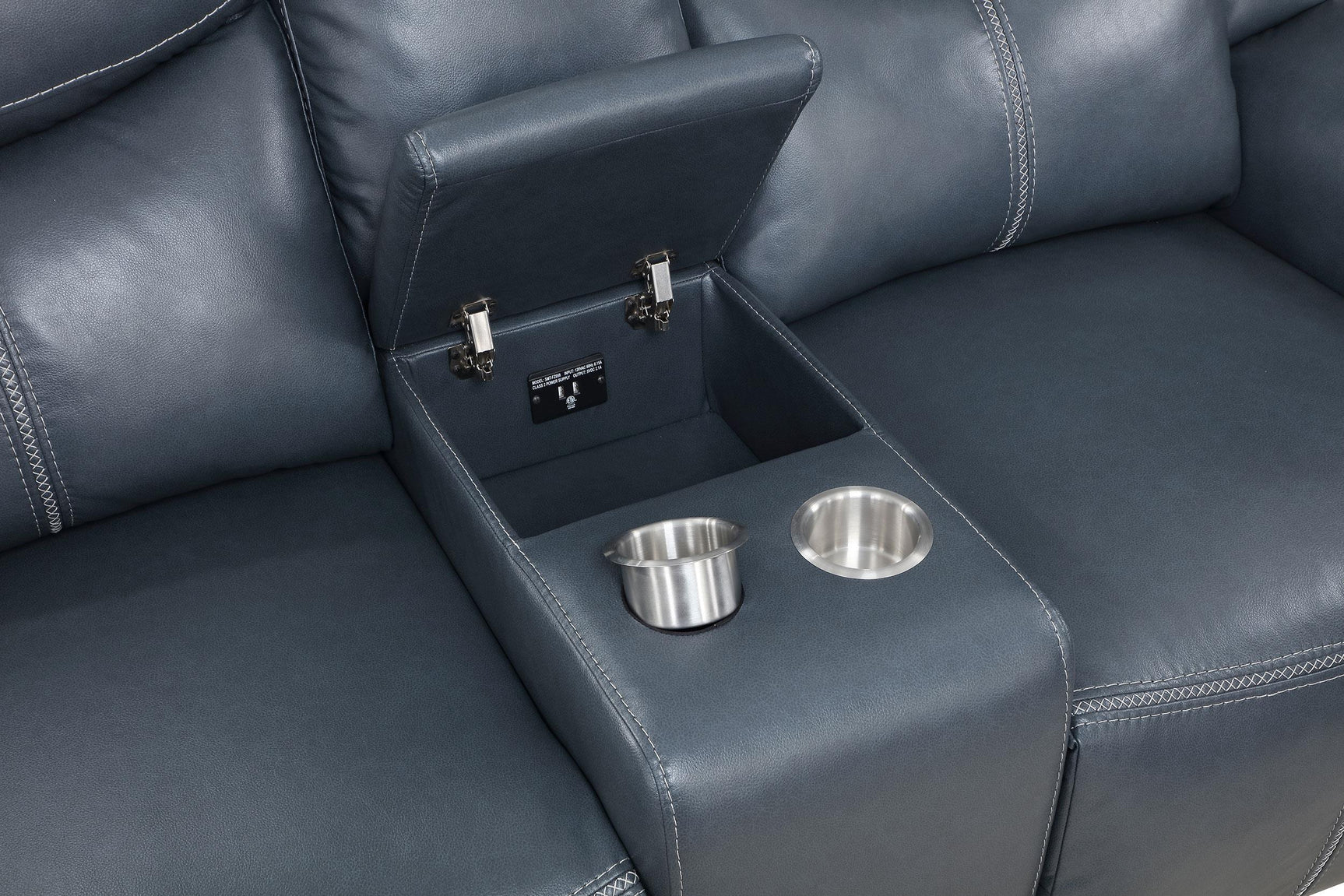 Sloane 2-piece upholstered blue reclining sofa and loveseat set