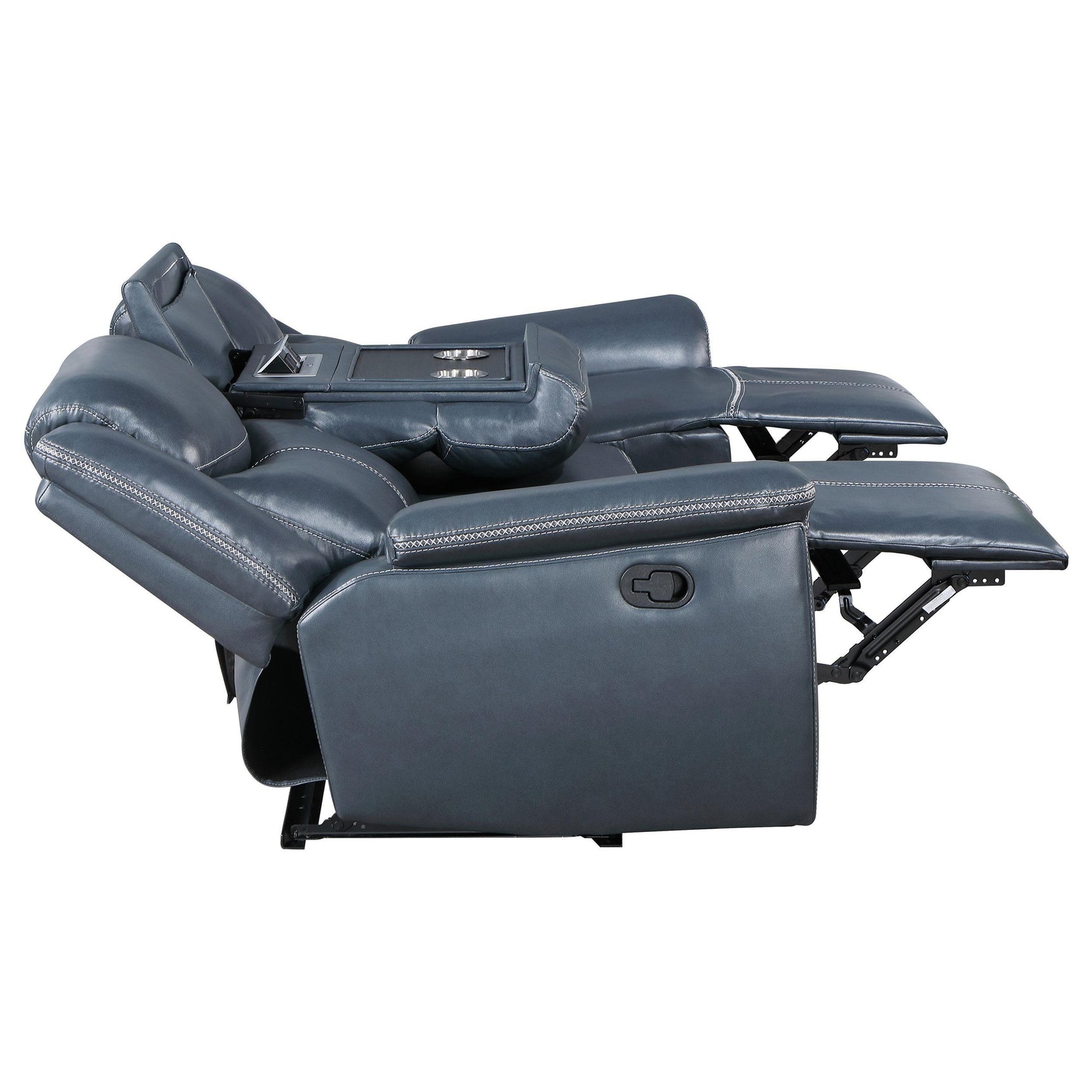 Sloane 2-piece upholstered blue reclining sofa and loveseat set