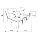 Blue sofa with cup holder console open
