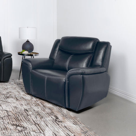 Sloane motion recliner chair blue side angle