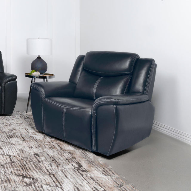 Sloane motion recliner chair blue side angle