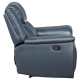 Attached cushions on Sloane blue recliner chair