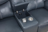 Storage console with dual USB ports and cup holders