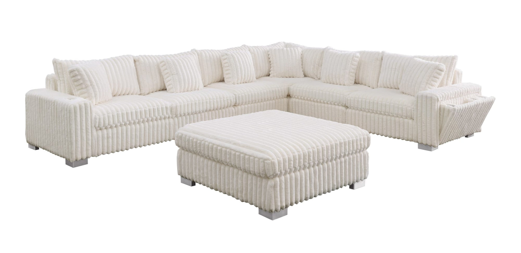 Snuggle Station Cream Reclining 6 or 7-Piece Sectional view 7