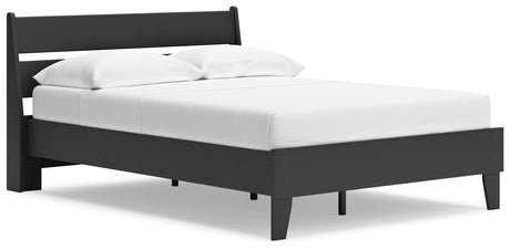 Socalle Black Full Panel Platform Bed angled view