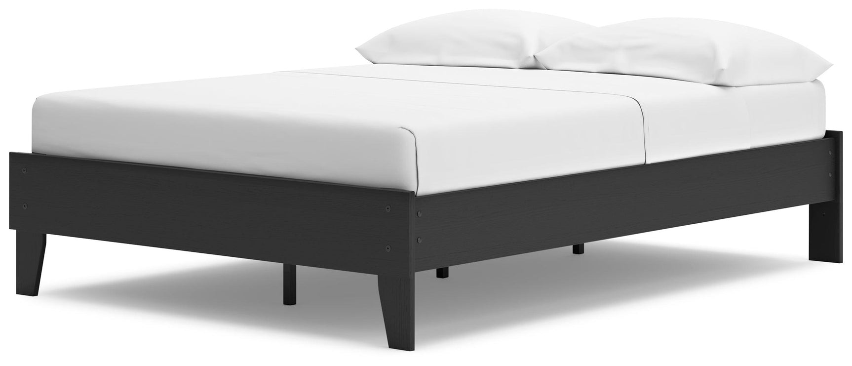 Socalle Black Full Platform Bed showing bed frame base