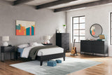 Socalle Black Full Platform Bed with mattress setup