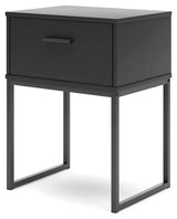 Socalle Nightstand drawer open to show vinyl-wrapped sides
