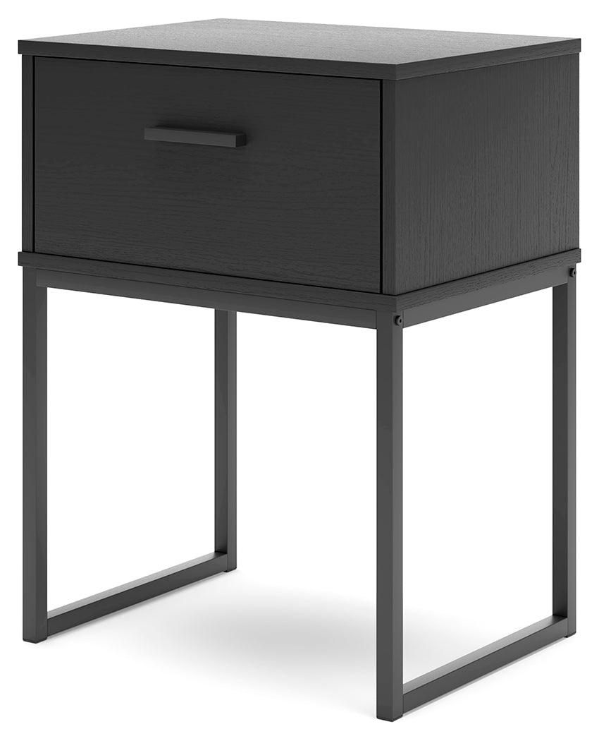 Socalle Nightstand drawer open to show vinyl-wrapped sides