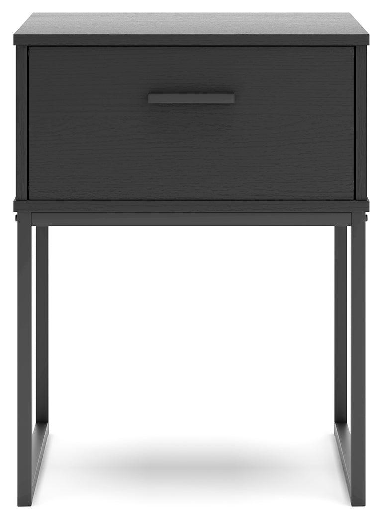 Dark pewter-tone metal drawer handles on Socalle Nightstand