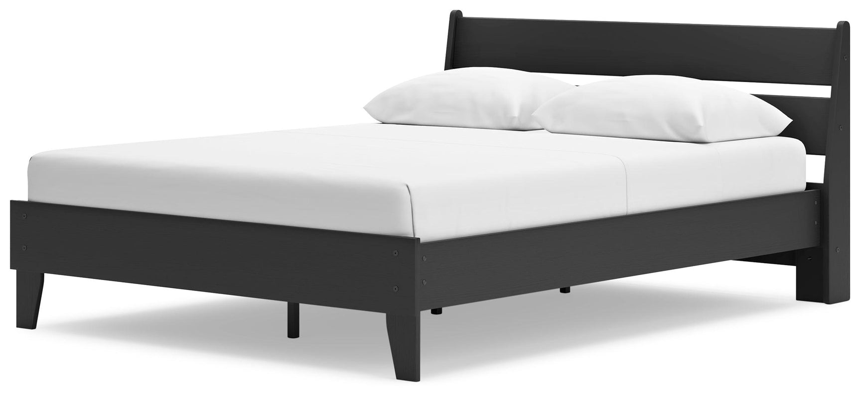 Side view of Socalle Black Queen Platform Bed