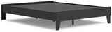 Close-up of Socalle Black Queen Platform Bed frame corner showing matte black finish