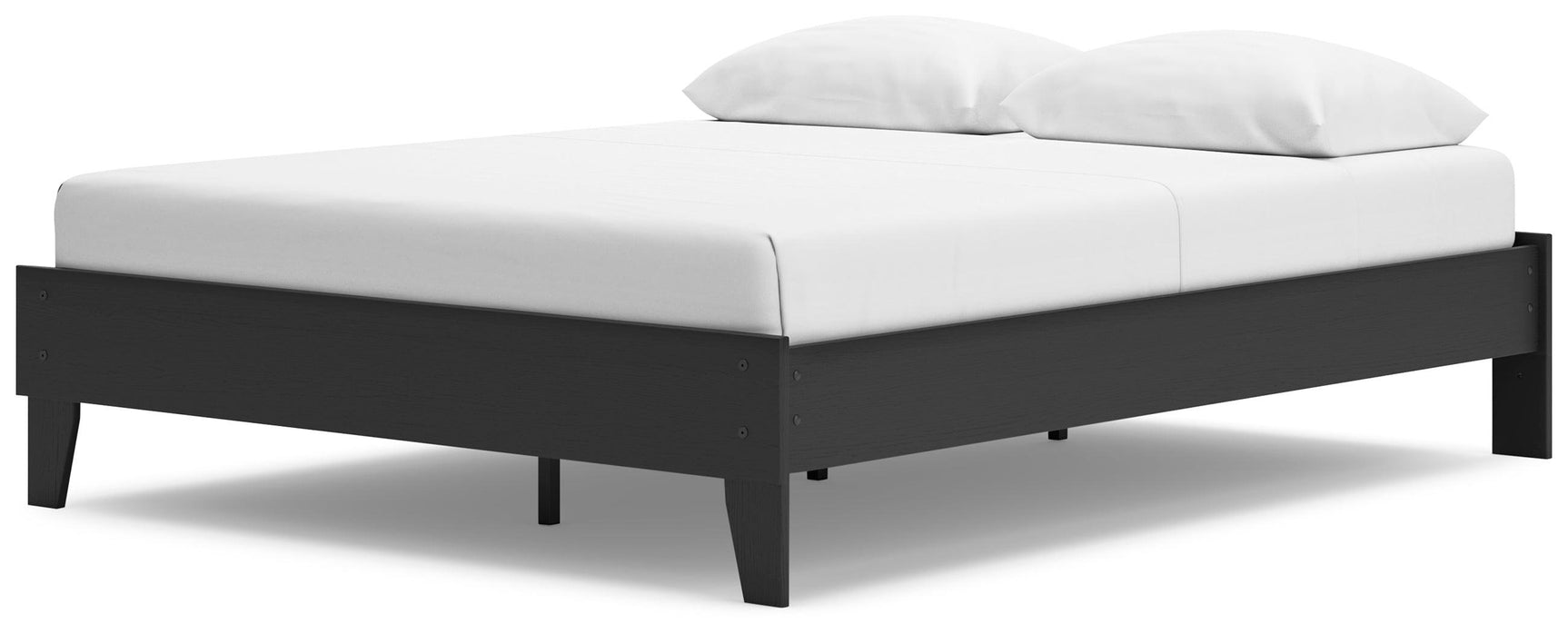 Socalle Black Queen Platform Bed with mattress showing platform height