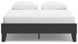 Modern Socalle Black Queen Platform Bed frame angled view