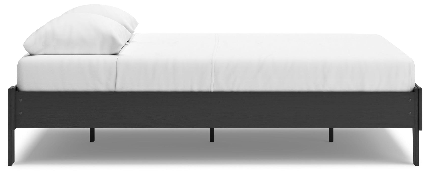 Socalle platform bed in black with simple, clean lines