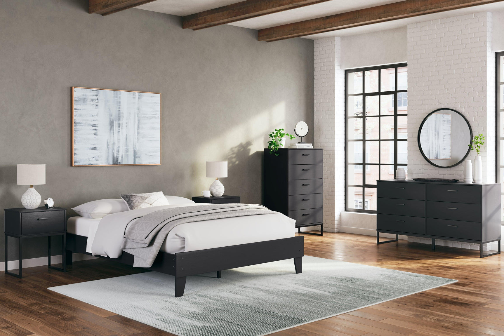 Assembly details on Socalle Black Queen Platform Bed frame