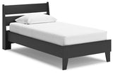 Side angle of Socalle Black Twin Panel Platform Bed