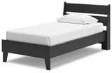 Socalle Black Twin Panel Platform Bed showing panel headboard