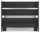 Bedroom scene with Socalle Black Twin Panel Platform Bed