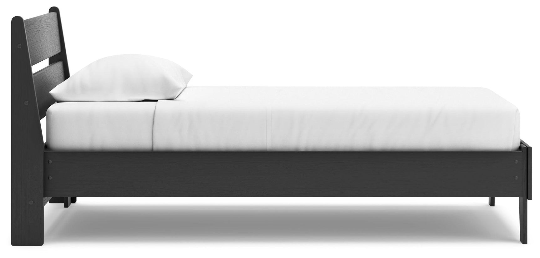 Details of engineered wood and laminate on bed frame