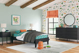 Socalle black twin platform bed side profile