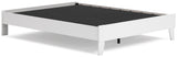 Detail of two-tone decorative laminate on queen platform bed