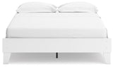 Close-up of matte white finish bed frame