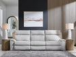 Social Pointe Pearl/Ash Chenille 3-Piece Power Reclining Sectional from Decor Furniture