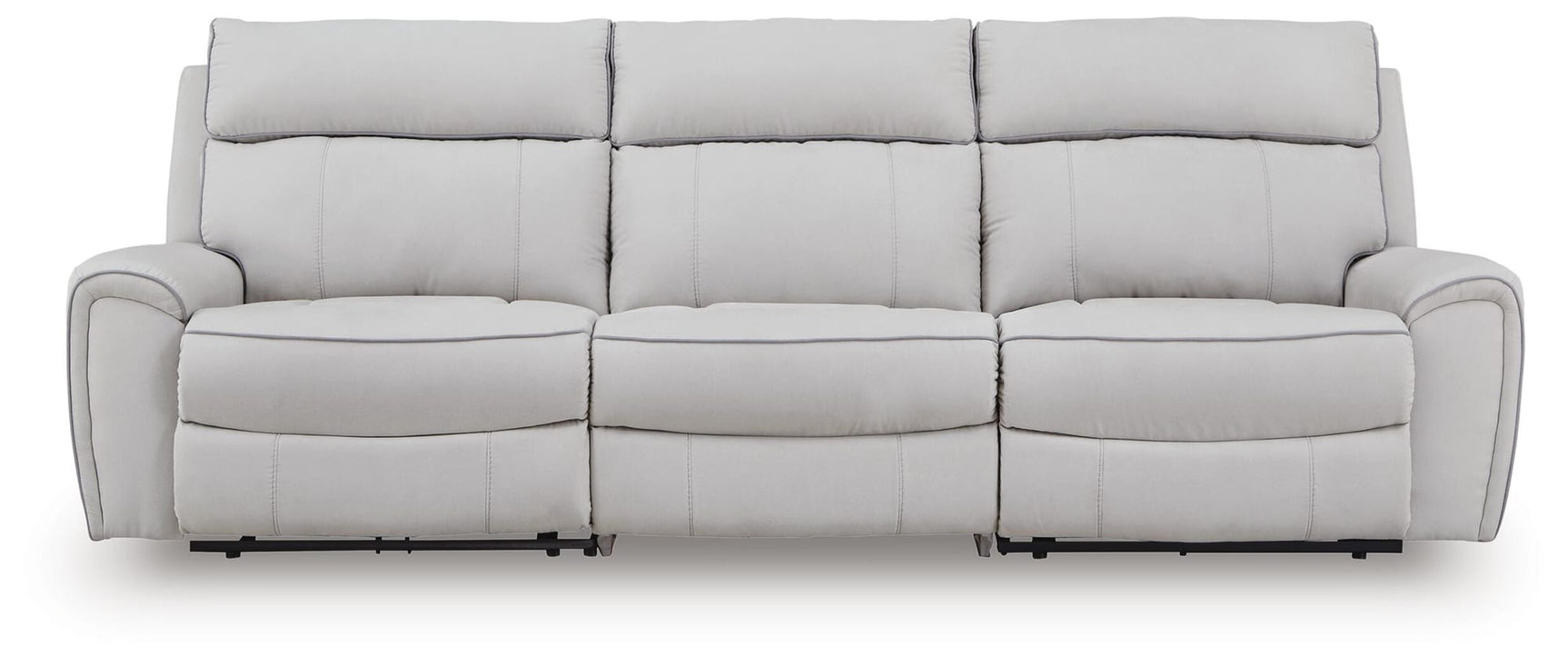 Social Pointe Pearl/Ash Chenille 3-Piece Power Reclining Sectional view 2
