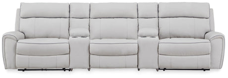 Social Pointe Pearl/Ash Chenille 5-Piece Power Reclining Sectional - image 1