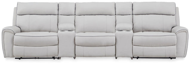 Social Pointe Pearl/Ash Chenille 5-Piece Power Reclining Sectional - image 1