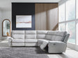 Social Pointe Pearl/Ash Chenille 5-Piece Power Reclining Sectional view 2