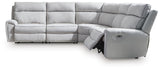 Social Pointe Pearl/Ash Chenille 5-Piece Power Reclining Sectional view 3