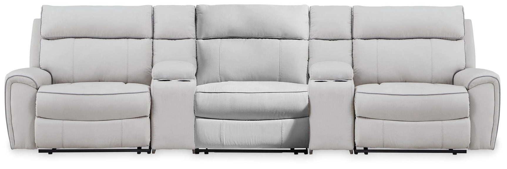 Social Pointe Pearl/Ash Chenille 5-Piece Reclining Sectional with Storage Consoles - image 1