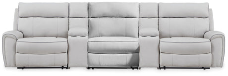 Social Pointe Pearl/Ash Chenille 5-Piece Reclining Sectional with Storage Consoles - image 1
