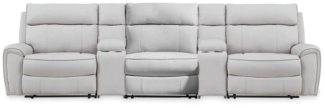 Social Pointe Pearl/Ash Chenille 5-Piece Reclining Sectional with Storage Consoles - image 1