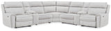 Social Pointe Pearl/Ash Chenille 7-Piece Reclining Sectional with Storage Consoles - image 1