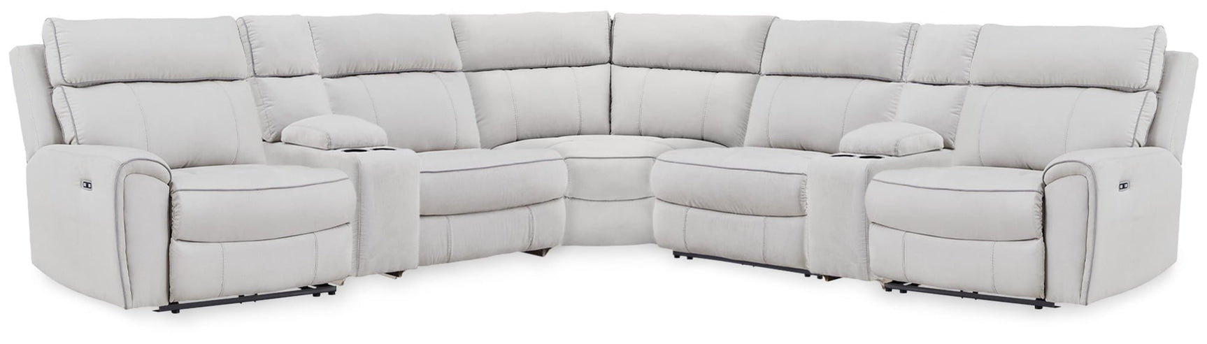 Social Pointe Pearl/Ash Chenille 7-Piece Reclining Sectional with Storage Consoles - image 1