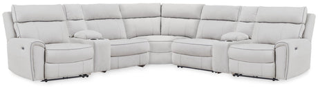 Social Pointe Pearl/Ash Chenille 7-Piece Reclining Sectional with Storage Consoles - image 1