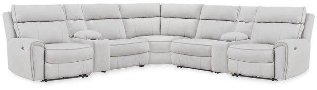 Social Pointe Pearl/Ash Chenille 7-Piece Reclining Sectional with Storage Consoles - image 1