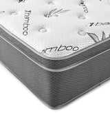 Sommet 13 inch twin bamboo euro top memory foam hybrid mattress angle view
