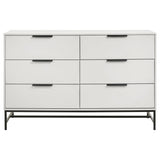 Top view of Sonora 6-drawer white dresser showing surface