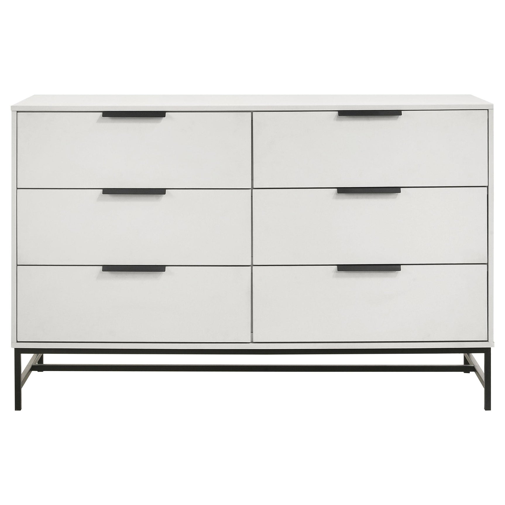 Top view of Sonora 6-drawer white dresser showing surface