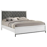 Sonora Eastern King Upholstered Panel Bed White side angle